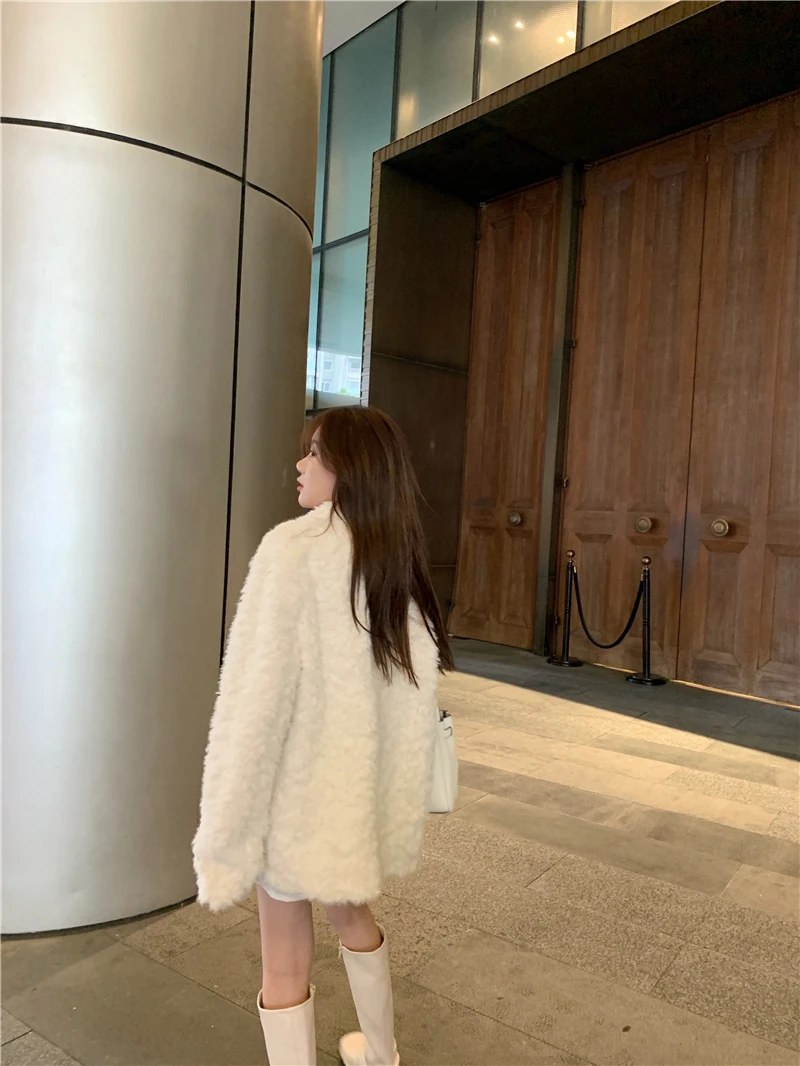 fur coat women Korean Chic Sheepskin Cashmere Coat Women's Winter Senior Retro Wool Coats Winter Warm Parkas