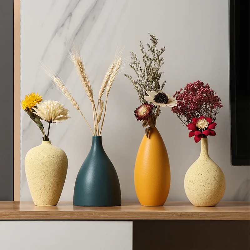 

INS Simple Vase Jingdezhen Ceramic Creative Vase Flower Arrangement Dried Flowers Living Room Home Desktop Decoration