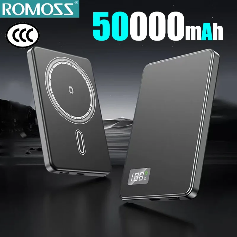 

ROMOSS 500000 мАч портативный магнитный беспроводной PowerBank сертификация CCC PD22.5W быстрая зарядка внешний аккумулятор 3C для Magsafe