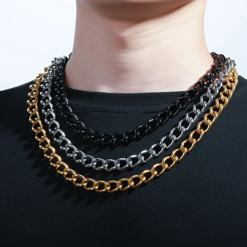 

2022 Fashion Cuban Chain Man Stainless Steel Chains for Women Hip Hop Necklace Width 12mm Cuban Link Jewelry Chains Accessories