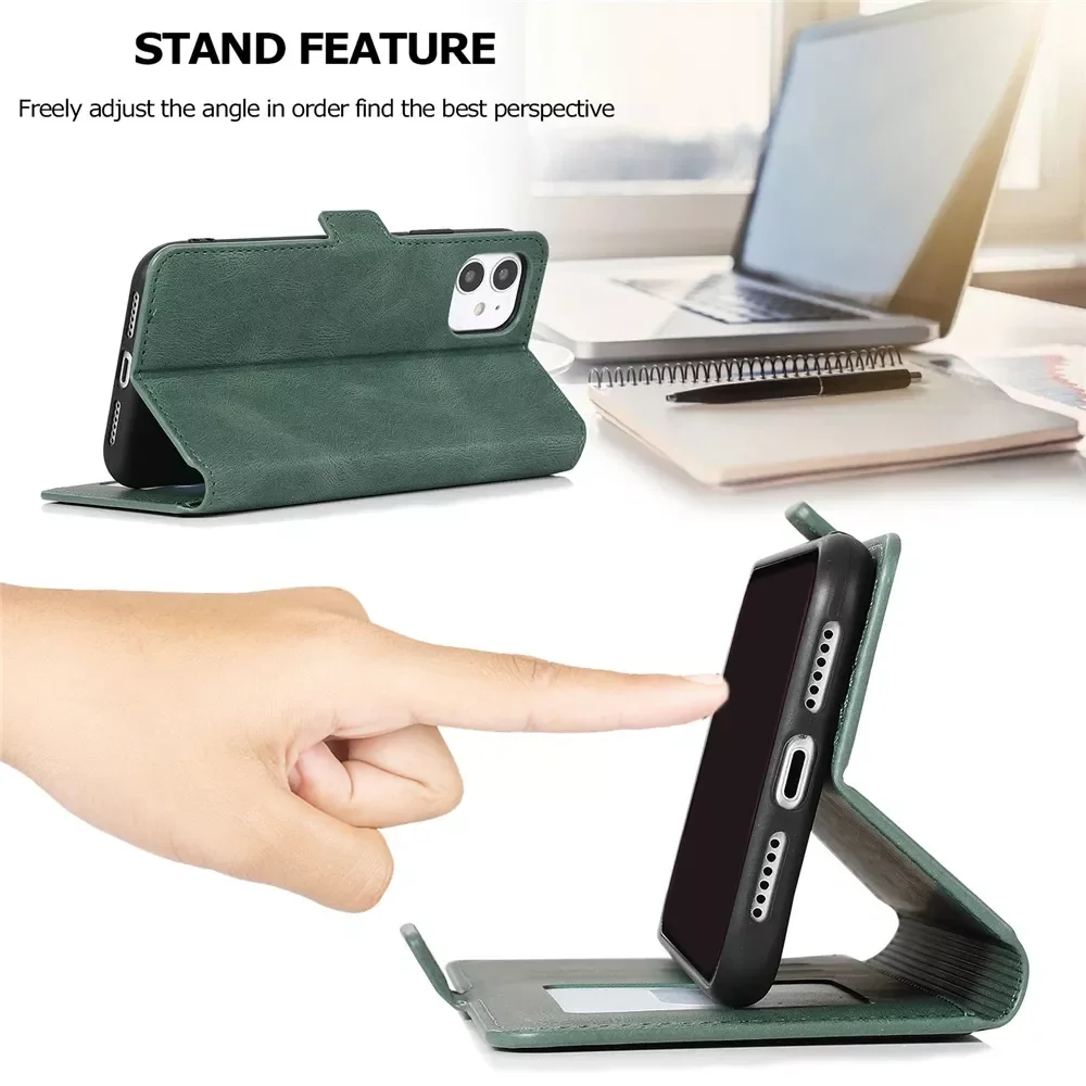 

Free Shipping For iPhone 12 13 Mini 11 Pro XS MAX X XR 8 7 6s 6 Plus 5 5s SE 2020 2022 Cards Stand Slots Phone Cover Flip Wallet