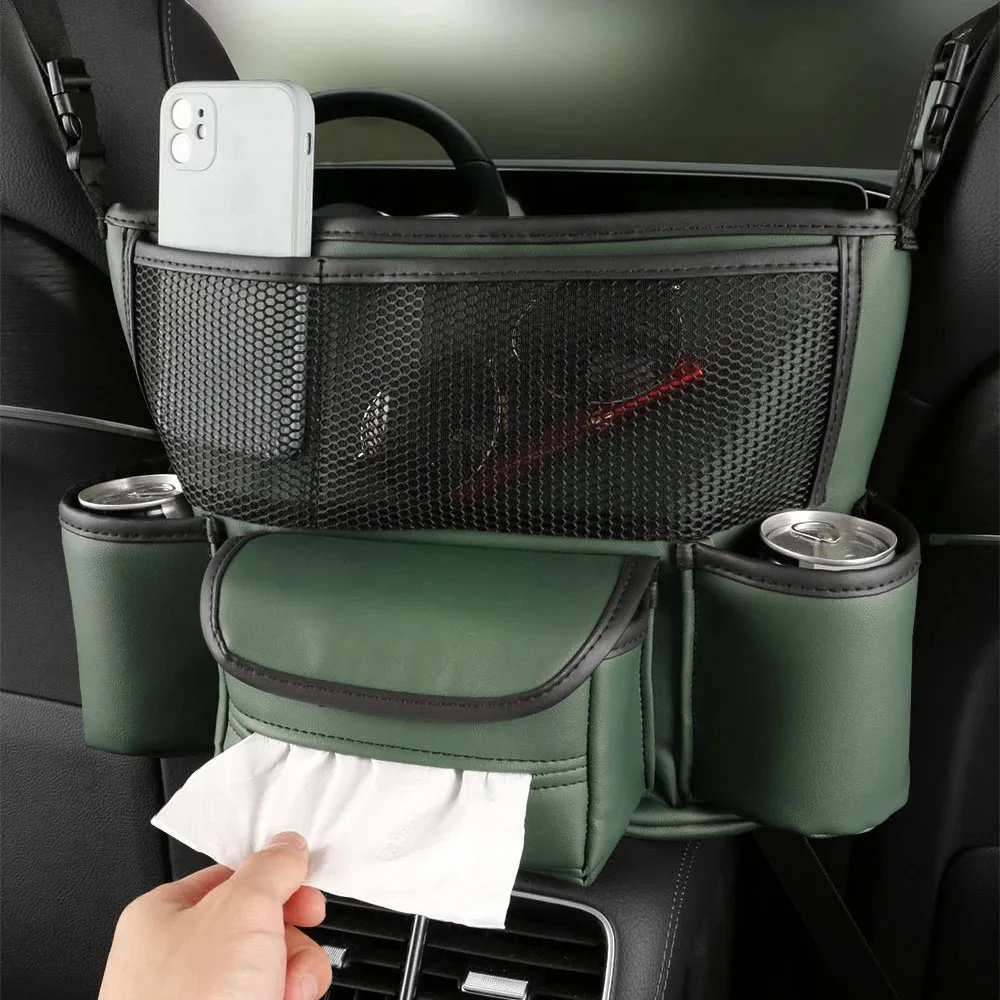 

Car Central Control Storage Bag Pocket Handbag Seat Gap Organizer Tidying Stowing Capacity Nappa Leather Car Interior Storage