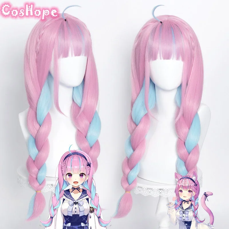 

Парик для косплея Vtuber Hololive Minato Aqua, предварительно Плетеный, из термостойких синтетических волос розового и голубого цвета, для косплея аниме