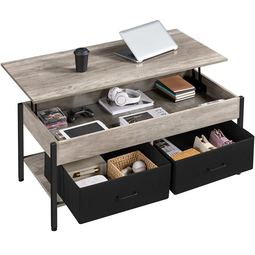 

Подъемный деревянный журнальный столик с корзинами для хранения, большой деревенский серый журнальный столик для гостиной, мебель, маленький стол