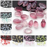 10pcs floral bud shape 10x8mm lampwork crystal glass loose pendants beads for jewelry making diy crafts flower findings