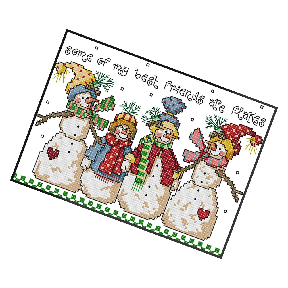 

Cross Kit Embroidery Christmas Kits Set Giftssnowmanneedlework Diy Sewing Starter Printed Stamped Supplies Beginners Needlepoint