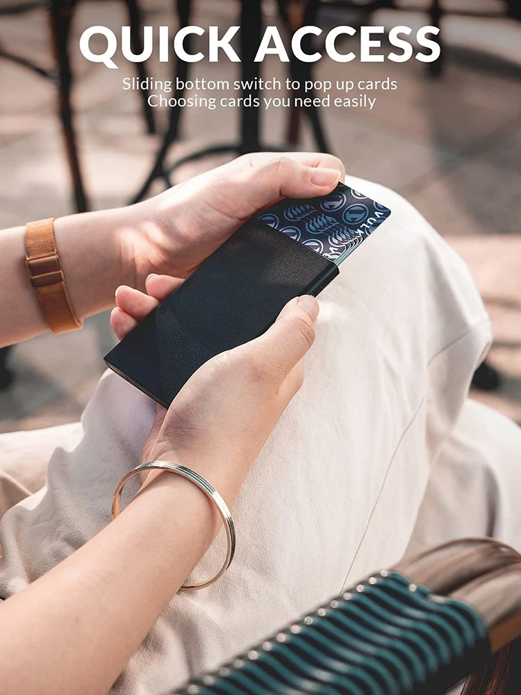 2023 New Card Wallet for Men Credit Card Holder RFID Blocking Pop Up Card Holder Women Minimalist Aluminum Smart Wallet