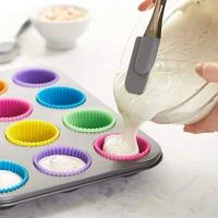 12pcsset silicone cake mold round shaped muffin cupcake baking molds kitchen cooking bakeware maker diy cake decorating tools
