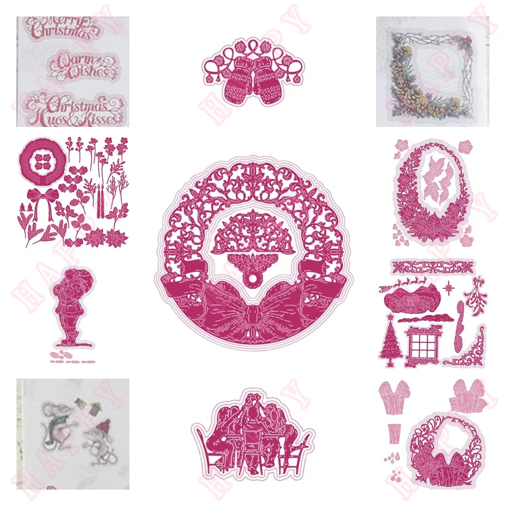 

New Christmas Decorations for the Family Wreath Maker Die Embossing Template Diy Greeting Card Handmade for 2022
