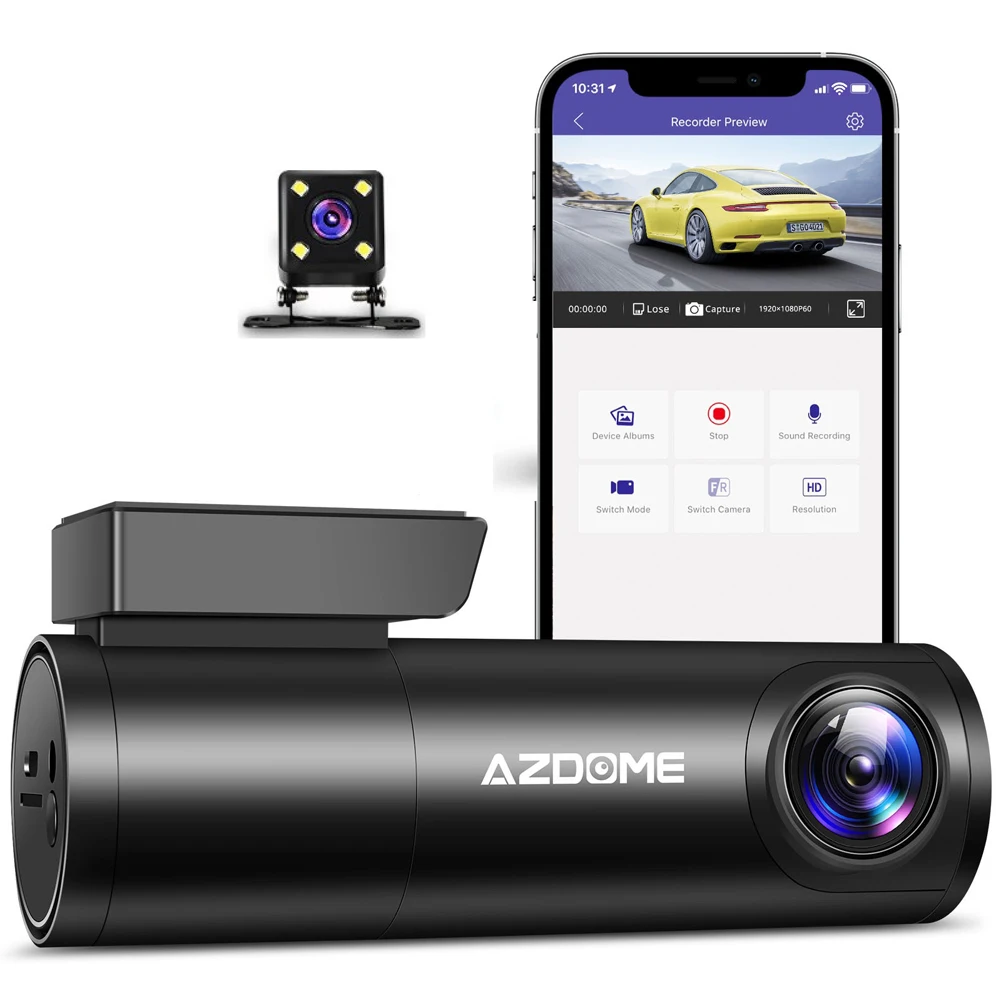 

AZDOME M300S Car Recorders 4K+1080P Rear Camera 800MP Lens GPS Wifi Car DVR Voice Control Dash Cam Night Vision