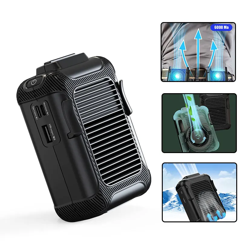 

Waist Fan Clip on Fan Personal Fan 6000mAh 3 Speeds Adjustable air outlet 32H Work Time Mini Air Conditioning for CampingOutdoor