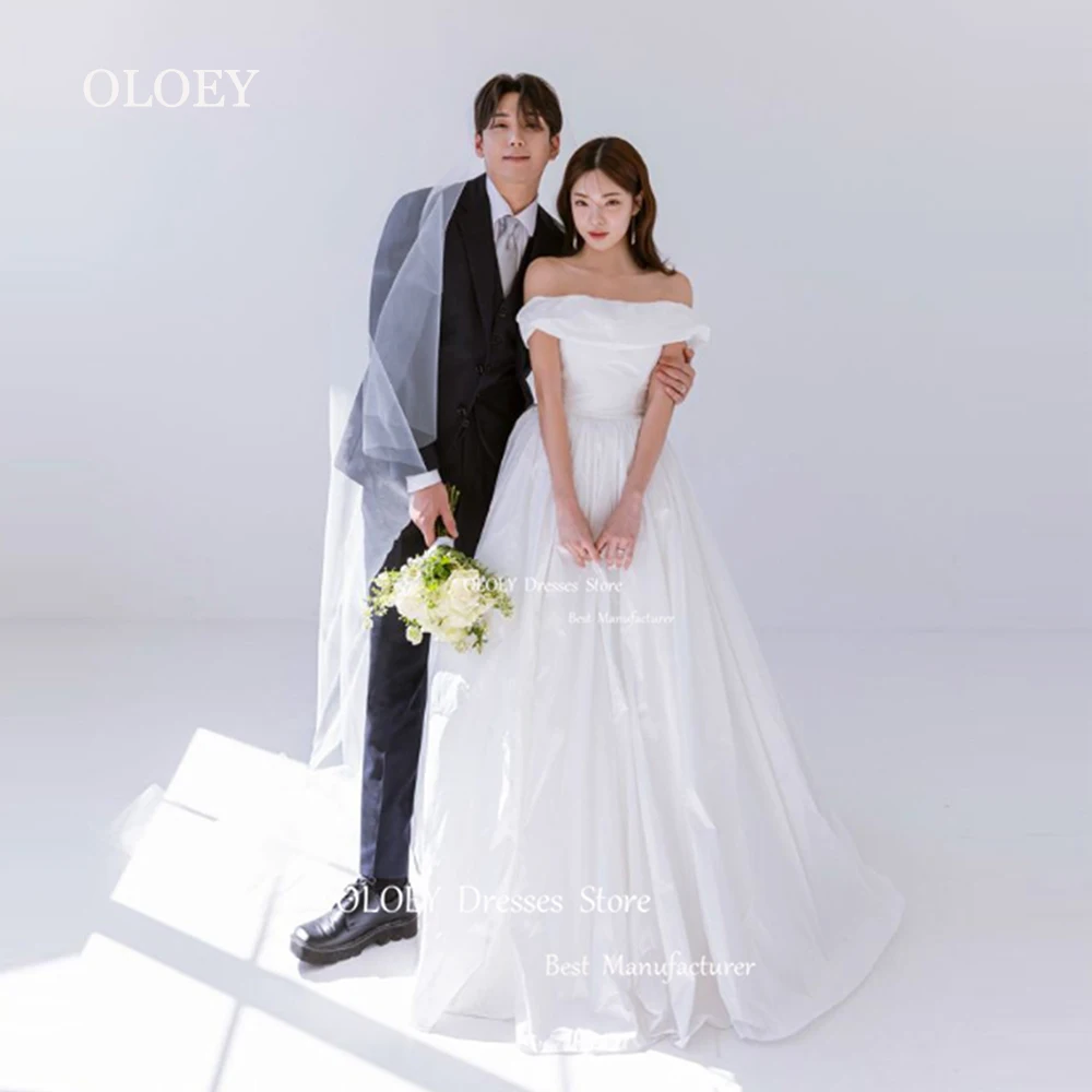 Женское свадебное платье с открытыми плечами OLOEY белое в Корейском стиле для