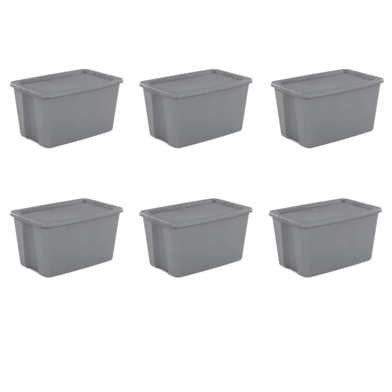

Sterilite 30 Gallon Plastic Tote Box Storage Bins, Set of 6