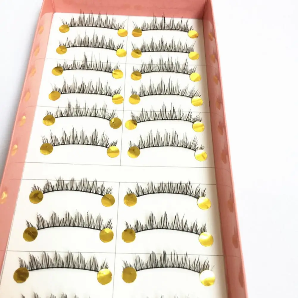 

Easy-using 10 Pairs Beautiful Makeup Extensions Eye Lashes Lightweight Artificial Eyelashes Reusable for Lady