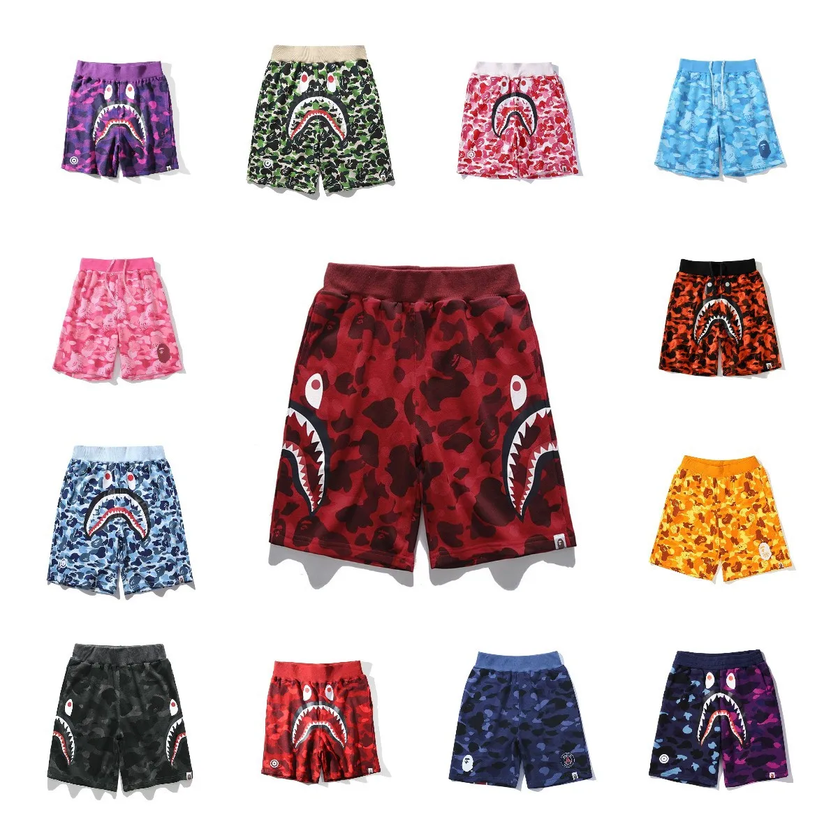 Новые летние шорты в виде акулы Bapes высококачественные повседневные для мужчин и
