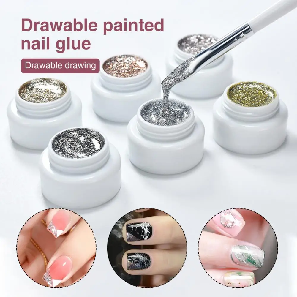 

Starry High Density Nail Painting Gel Platinum UV Nail Gel Polish Gold Silver Glitter Diamonds Drawing Line Manicure Accessories