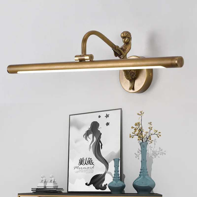 

Американский медный светодиодный зеркальный светильник в стиле ретро, европейская лампа для ванной комнаты, влагостойкая лампа для макияж...