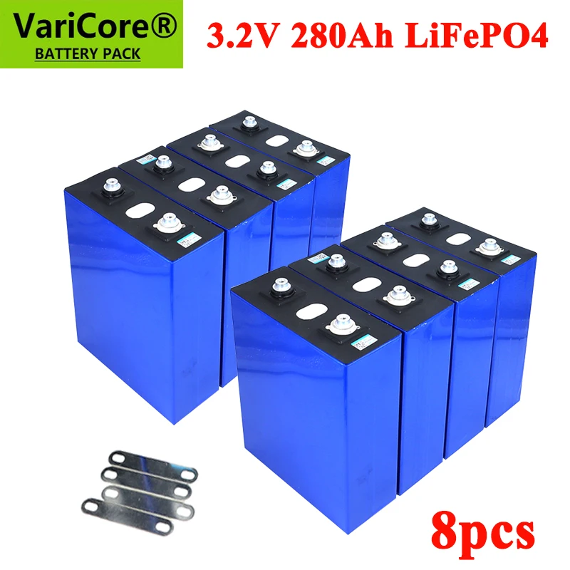 

8 шт VariCore 3,2 V 280Ah lifepo4 DIY 12V 24v 280AH Перезаряжаемые аккумуляторная батарея для зарядки Ноута и сотового телефона Электрический Автомобиль RV солнечной энергии + M6 гайка