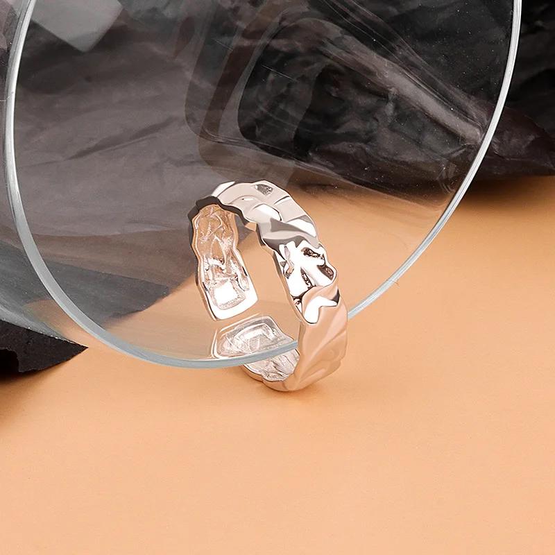 

New Trendy Women Irregular Geometric Wave Opening Ring Silver Color Punk Style Wave Ring Jewelry