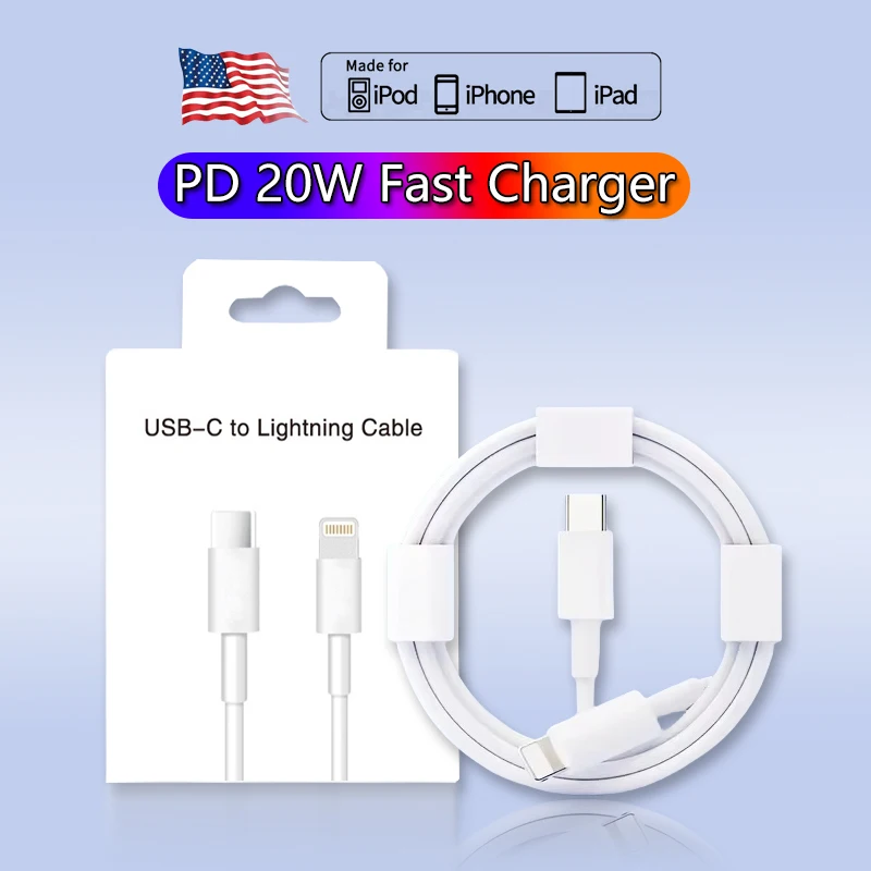 

Original 20W Type C Cable For iPhone 13 12 11 14 Pro Max Mini XS Max 7 8 Plus iPad iPhone Charger Fast Charging Cable Phone Date
