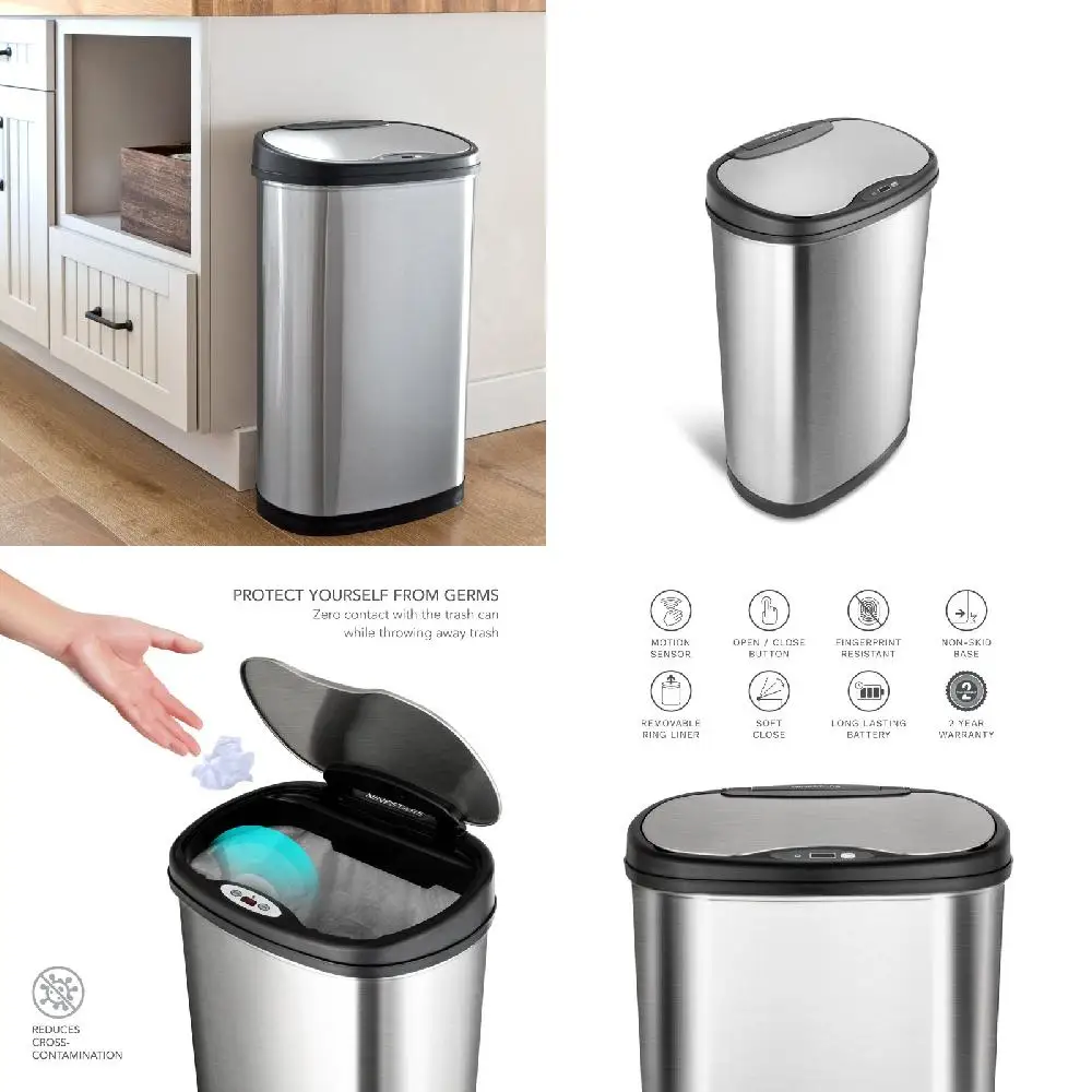 

High Quality 50L Stainless Steel Smart Motion Sensor Waste Collection Garbage Can with Dustproof Lid