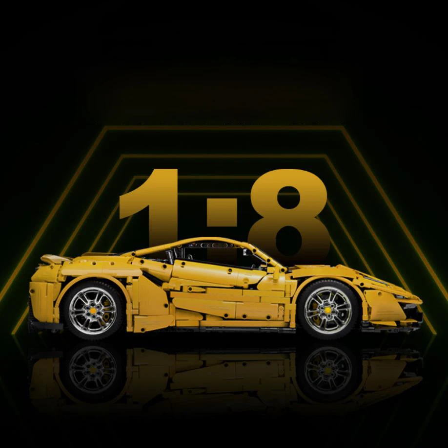 Фото Радиоуправляемая модель суперкара Ferrari 488 Pista Spider, масштаб 1:8, 2,4 ГГц, техническая, из строительных блоков MOC, RC-игрушка №4