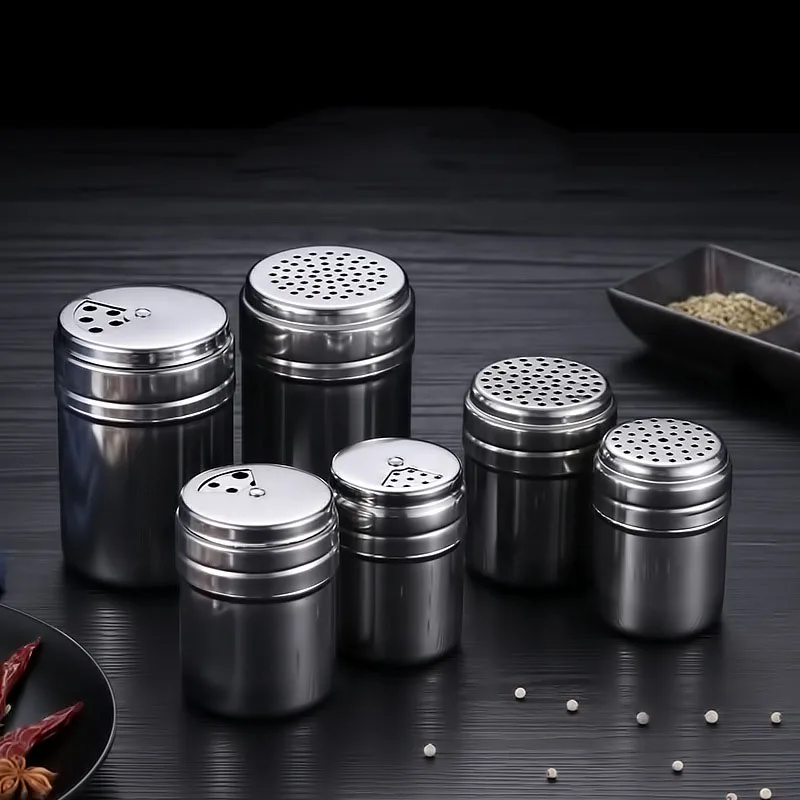 

Multi-purpose Stainless Steel Seasoning Jar Salt Sugar Bottle Rotating Cover Kitchen Gadgets Spice Pepper Shaker Spice Jar
