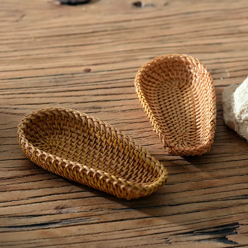 

Плетеная корзина для фруктов, десертный поднос ручной работы для закусок, маленький настольный поднос для дома, гостиной