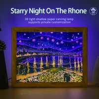 night light shadow box 3d van gogh starry night paper carving frames for pictures table lamp wall art room decor aesthetic gift