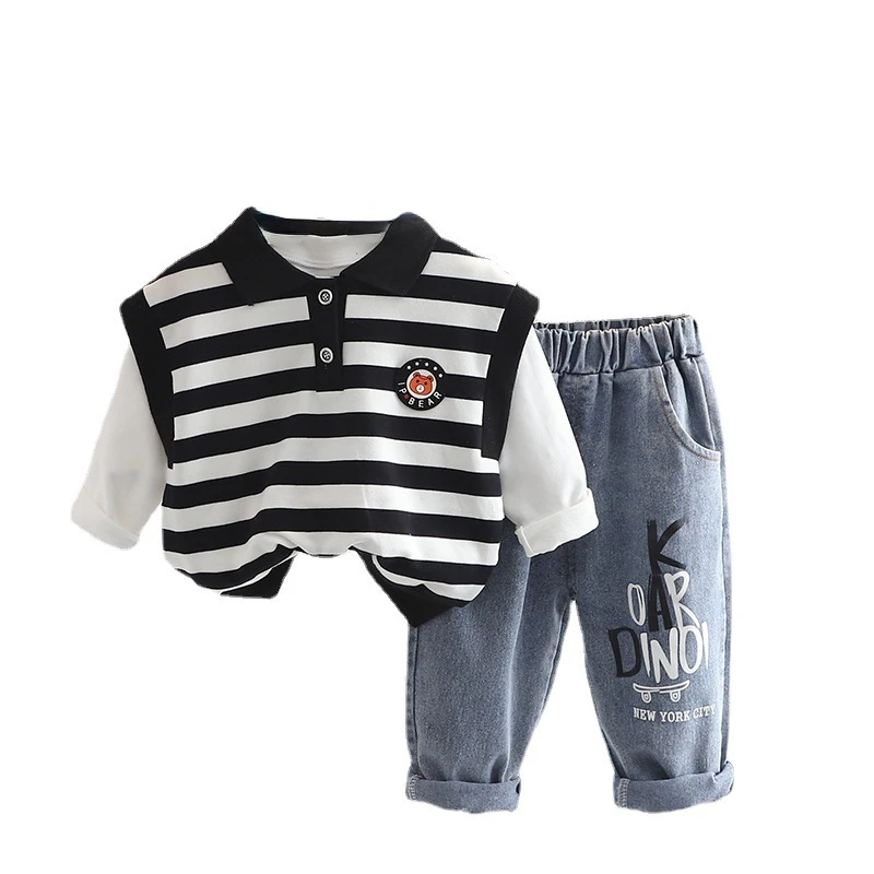 

New Spring Autumn Baby Boy Clothes Suit Children Girls Vest T-Shirt Pants 3Pcs/Set Toddler Casual Cotton Costume Kids Tracksuits