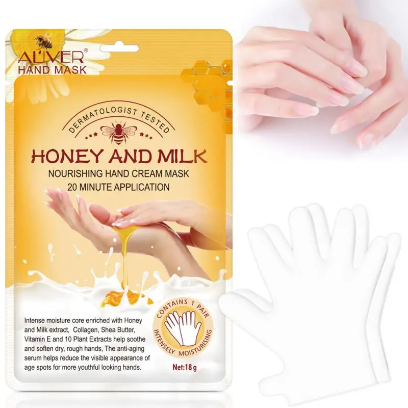 

1 Pair Moisturizing Hand Mask Gloves Honey Milk Hand Mask Moisturizing Soft Reduce Fine Lines Anti-drying Gloves Skin Care TSLM1