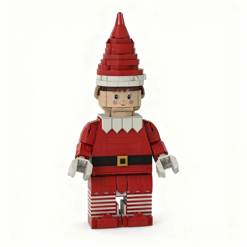 Фото 1064 детали MOC Сезонный Рождественский Непослушный Эльф Максифигурка Модель Игрушки Строительные Блоки Конструктор Рождественский Подарок DIY Идея Арт 3D №1