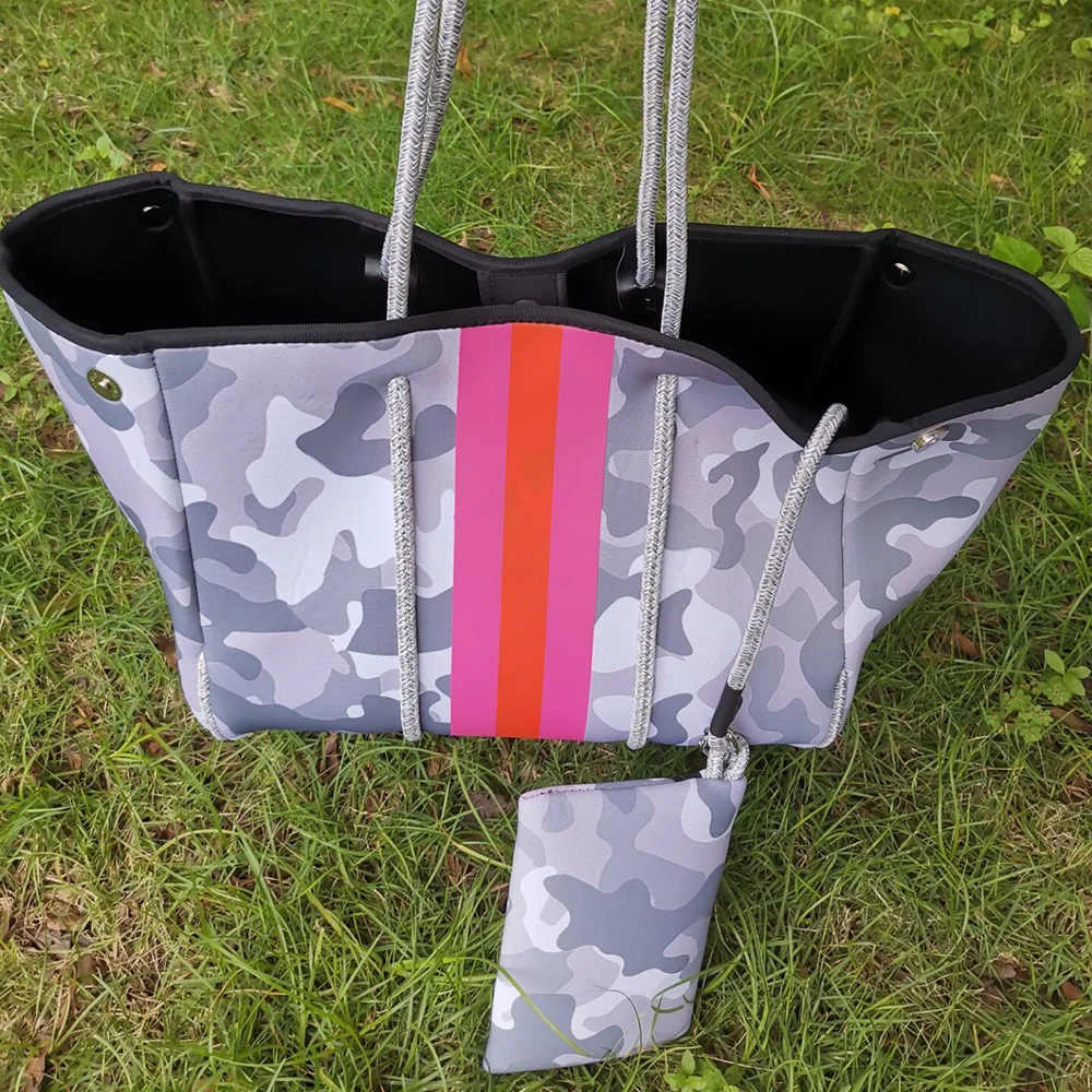 Neoprene Shoulder Tote Bags Women Luxury Designer Leopard Waterproof Composite Bag Large Capacity Summer Vacation Beach Bag