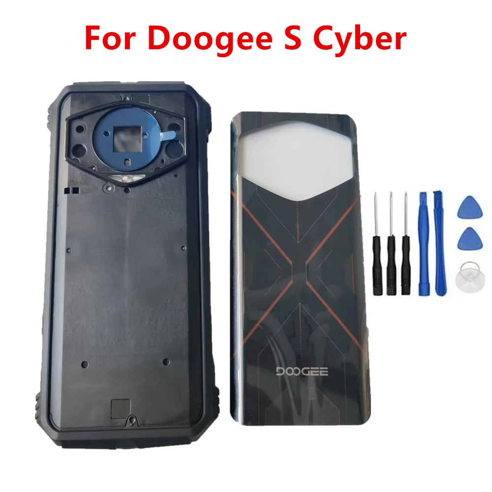 Фото Новый задний корпус-крышка для мобильного телефона Doogee S Cyber с динамиком и кнопкой-приемником (замена) №1