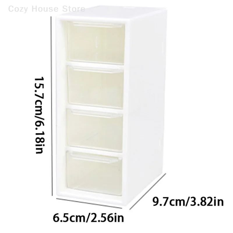 White Desktop Cosmetic Storage Box with 4 Drawer Units Container Case Small Organizer Box for Office Home Makeup images - 6
