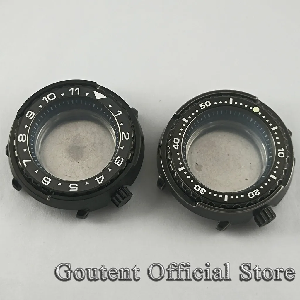 

Goutent 46mm 3.8H Black PVD Watch Case With Bezel 200M Materproof Double Curved Sapphire Glass Fit NH35 NH36 Movement