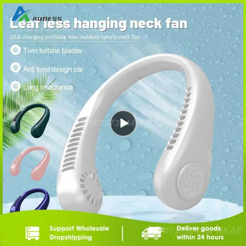 

1~8PCS Portable Hanging Neck Fan USB Rechargeable Silent Sports Neckband Fan 3 Gears 2000mAh Cooling Without Blades