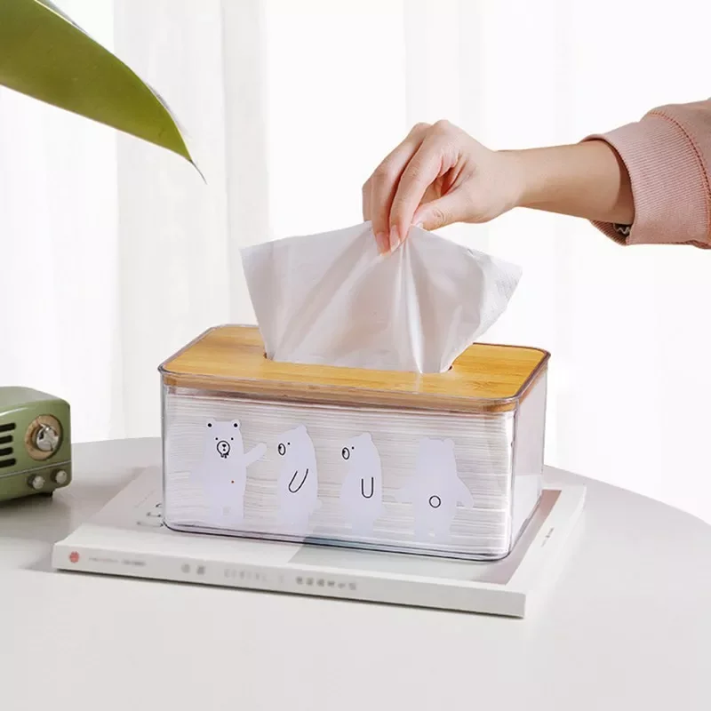 

Tissue Box Toilet Paper Box Solid Wood Napkin Holder Case