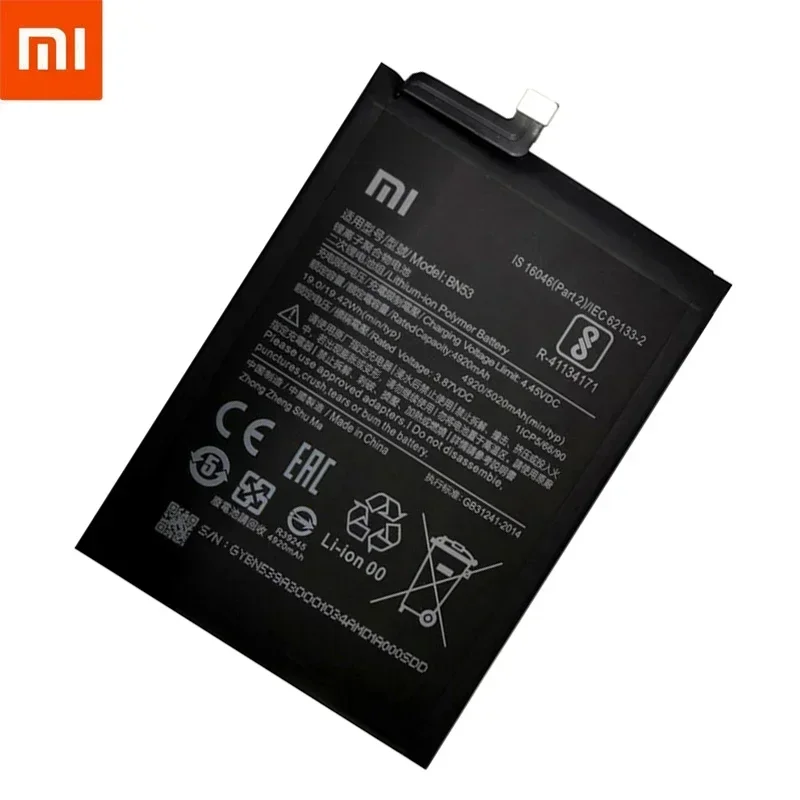 100% оригинальный новый сменный аккумулятор BN53 емкостью 5020 мАч для Xiaomi Redmi note 9 Pro