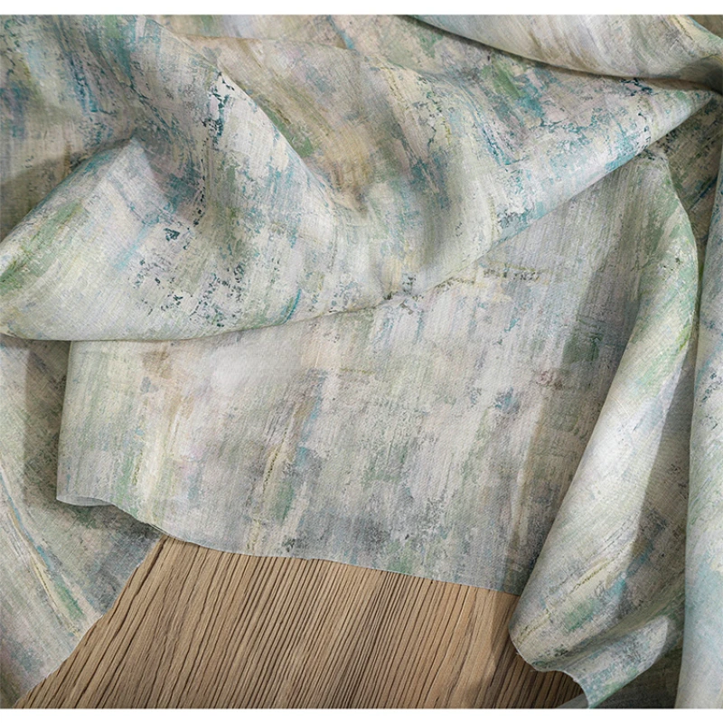 Zhuma исцеляющая зеленая кисть жаккардовая ткань художественный галстук красящая