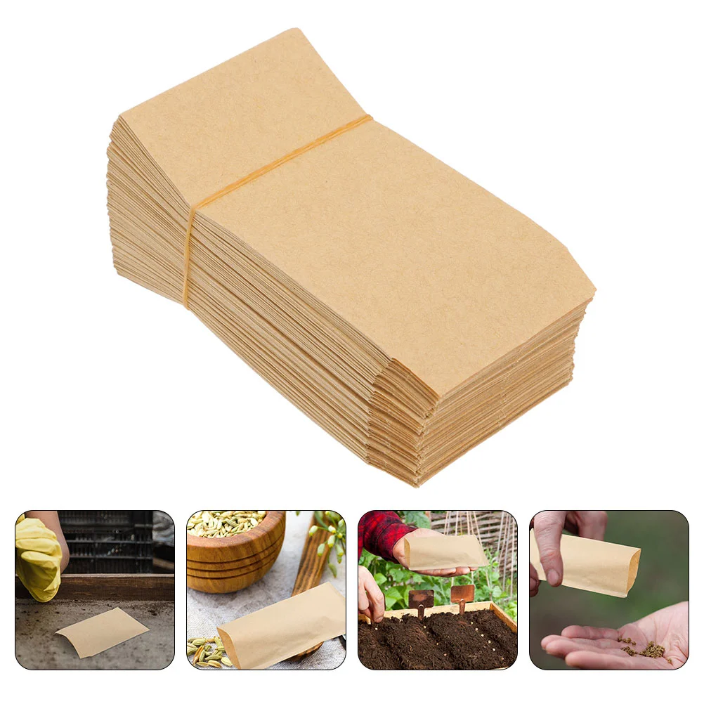 

100 Pcs Packing Bag Seed Brown Kraft Bags Envelope Challenge Paper Starter Trays