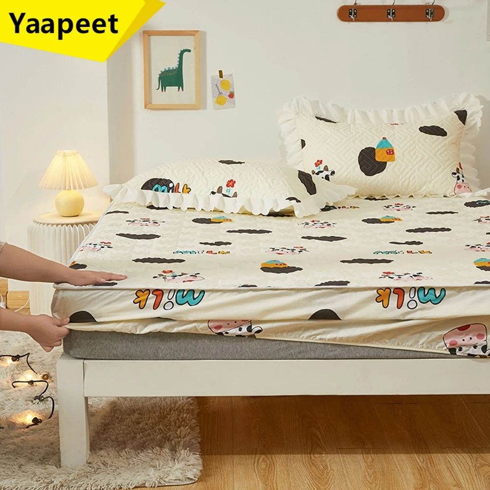 

100% Pure Cotton Fitted Bed Sheet Mattress Single Twin Colorful Flowers Cartoon Bed Sheet with Elastic Bottom Sheet Cotton