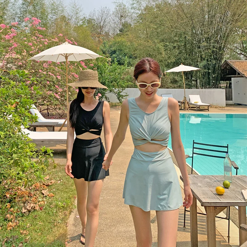 2024 черный слитный купальник платье женский сексуальный купальный костюм с