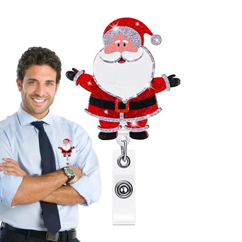 

Santa Claus Badge Holder Retractable Rotating PullButton Multifunctional Stretchable Card Badge Reel Holder ColloguesGift Supply