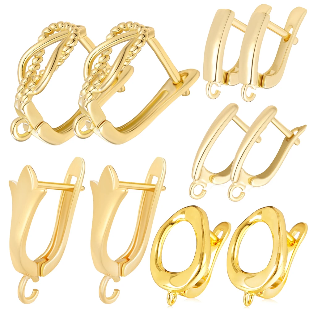Женские серьги Juya аксессуары 4 8шт/лот, покрытые золотом и серебром 18К, швензы для ушей, крепление, зажимчик для самодельных серег.