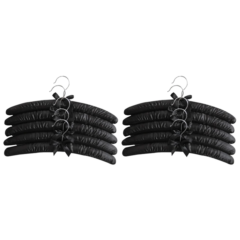 

15 дюймовые большие атласные вешалки с подкладкой, шелковые вешалки для свадебного платья одежды, пальто, костюмов, Блузки (черный, 15 шт. в упа...