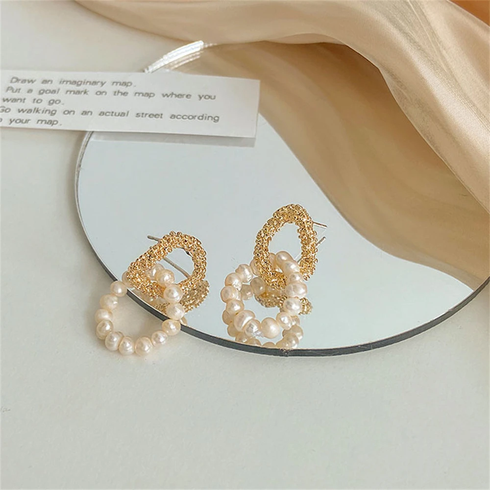 Цирконовые жемчужные серьги прочное покрытие модные круглые популярные универсальные.