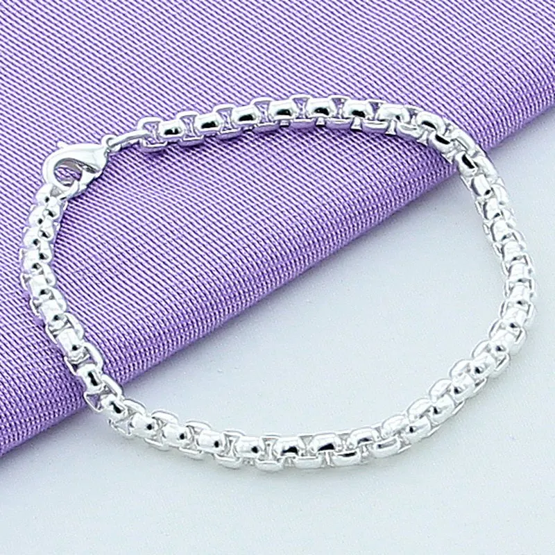 Женский/мужской Венецианский браслет-цепочка из серебра 925 пробы