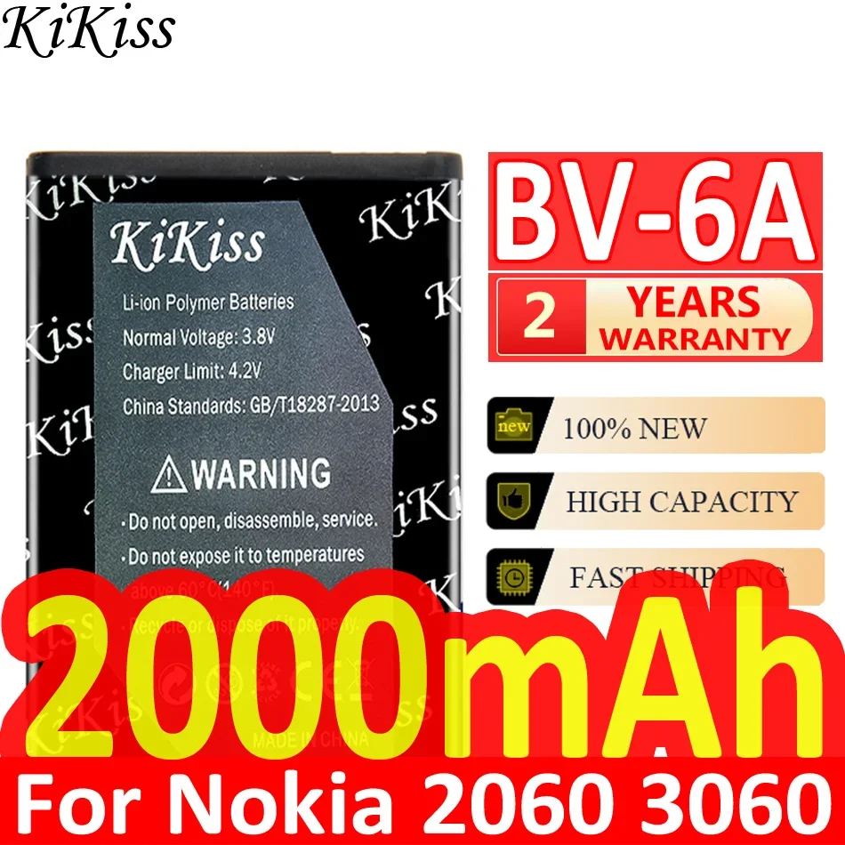 Мощный аккумулятор KiKiss BV-6A BV 6A BV6A 2000 мАч для Nokia Banana 2060 3060 5250 C5-03 8110 4G аккумуляторы