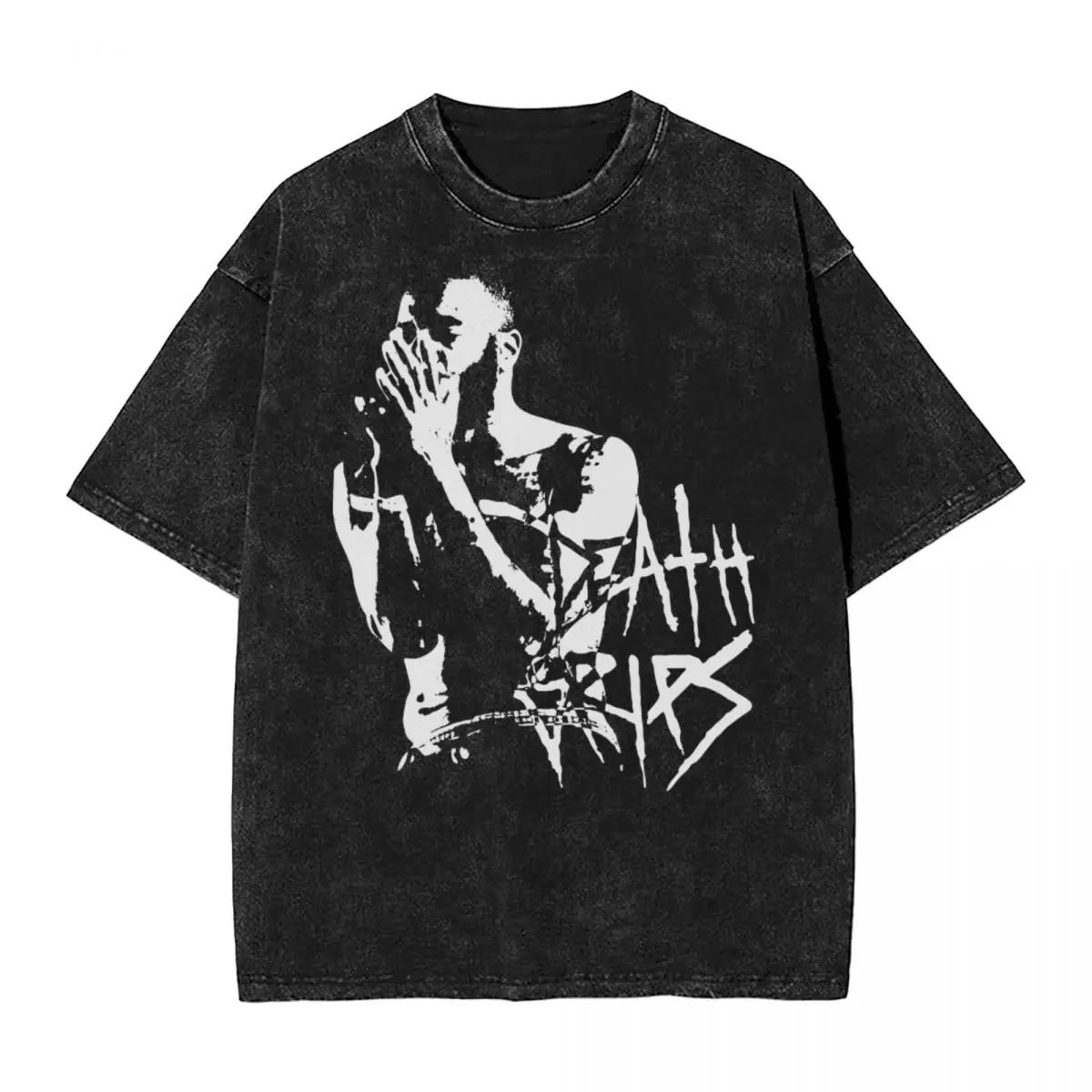 

Винтажная промытая футболка с коротким рукавом для мужчин и женщин, уличная одежда в стиле хип-хоп с принтом «Death грипсов», летний топ